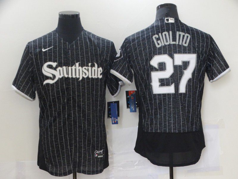 Men Chicago White Sox 27 Giolito City Edition Black Elite Nike 2021 MLB Jerseys